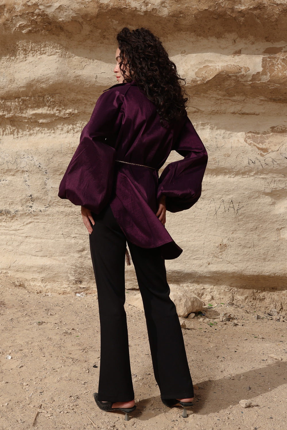 Side Collar Taffeta Top