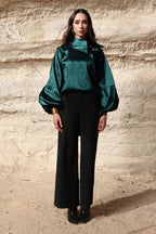 Side Collar Taffeta Top