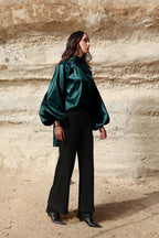 Side Collar Taffeta Top