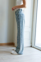 Rhinestones Straight Denim - Blue
