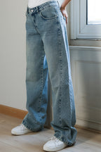 Rhinestones Straight Denim - Blue