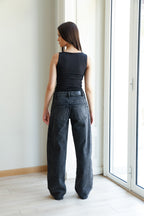 Rhinestones Straight Denim - Grey