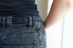 Rhinestones Straight Denim - Grey
