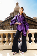 Flowy Draped Jacket - Purple