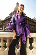 Flowy Draped Jacket - Purple