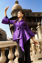 Flowy Draped Jacket - Purple