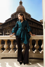 Flowy Draped Jacket - Green