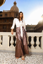 Shimmery wide pants - Rose Gold
