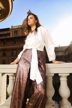 Shimmery wide pants - Rose Gold
