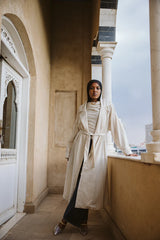 Linen trench coat in Beige