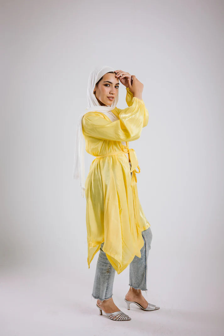 Mia silk kimono in yellow