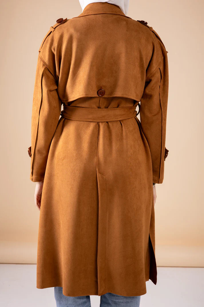 Suede manteau in camel