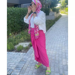hot pink wrap skirt