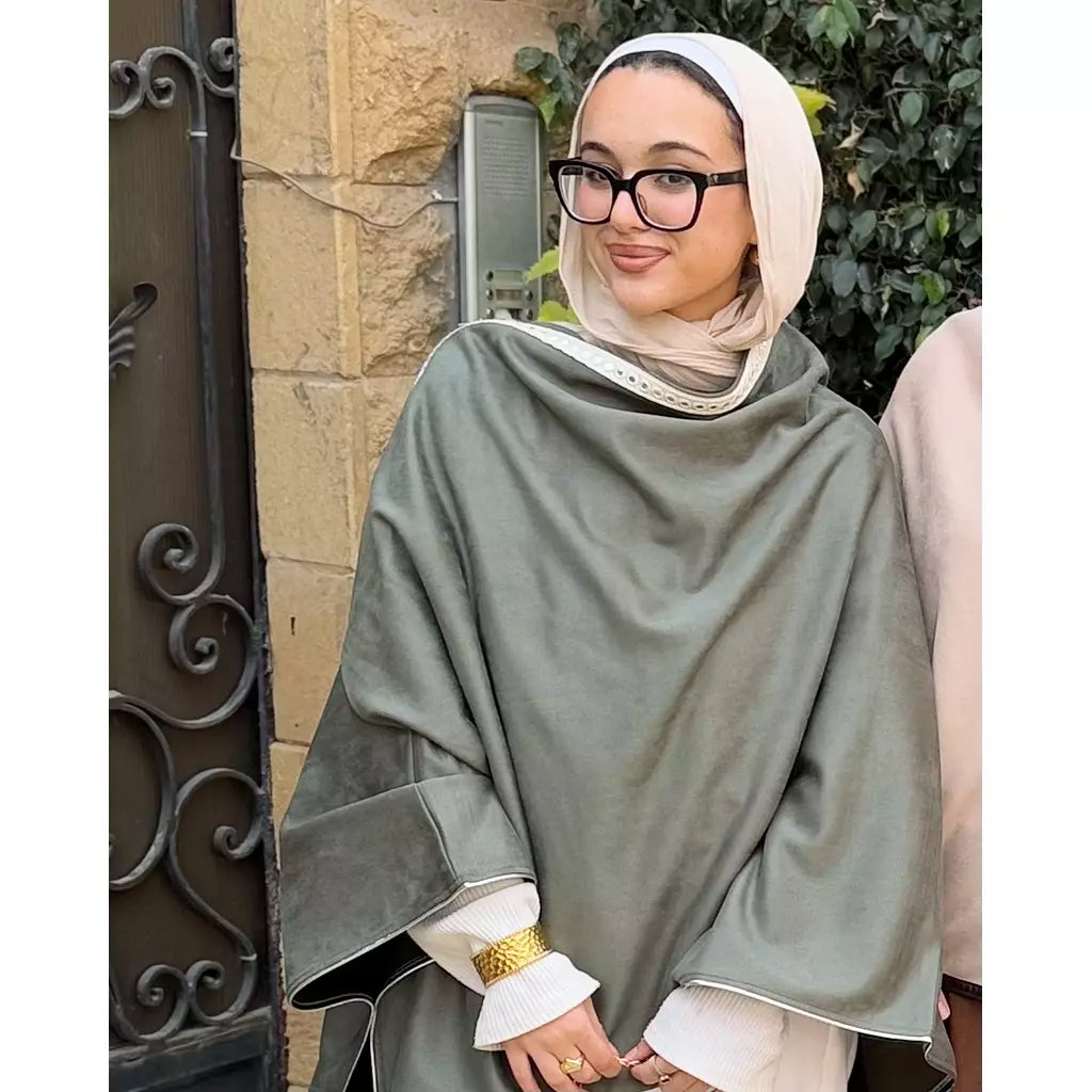 Olive suede cape