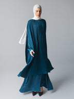 086 - Silk Plissé Cape Dress