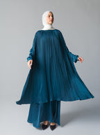 086 - Silk Plissé Cape Dress