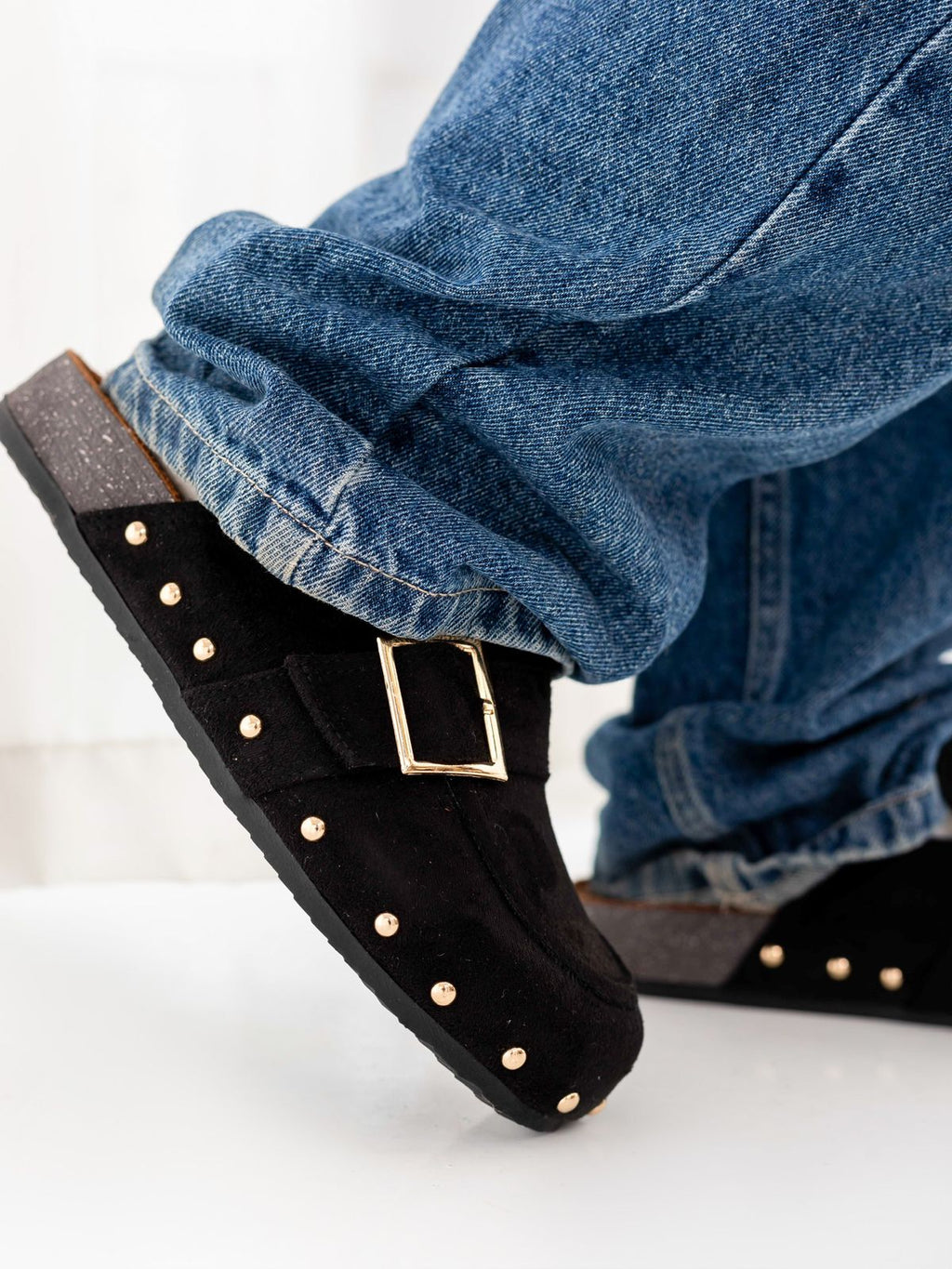 Black Studded Mules