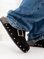Black Studded Mules