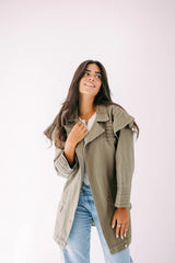 The ruffle denim in olive