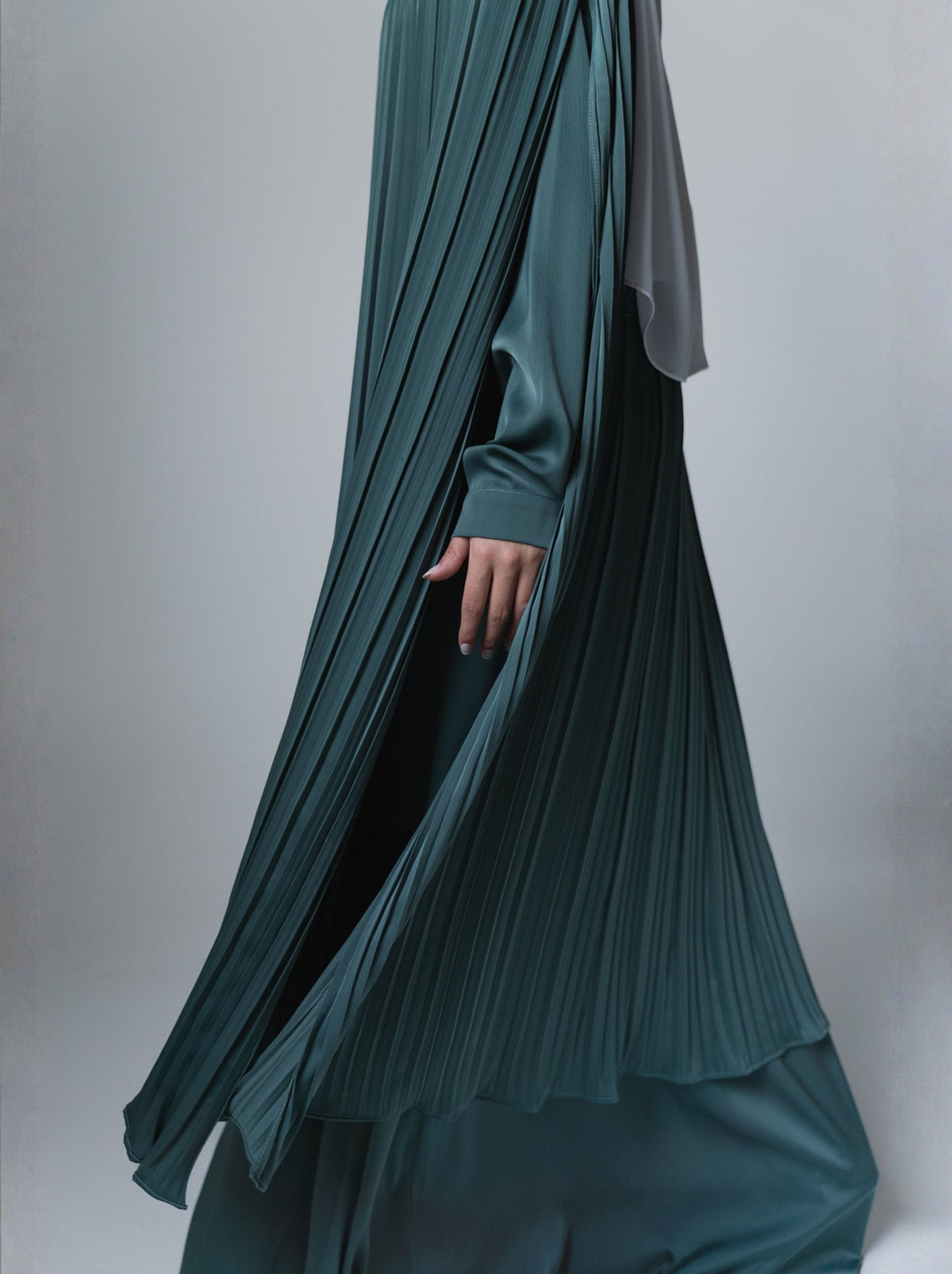 086 - Silk Plissé Cape Dress