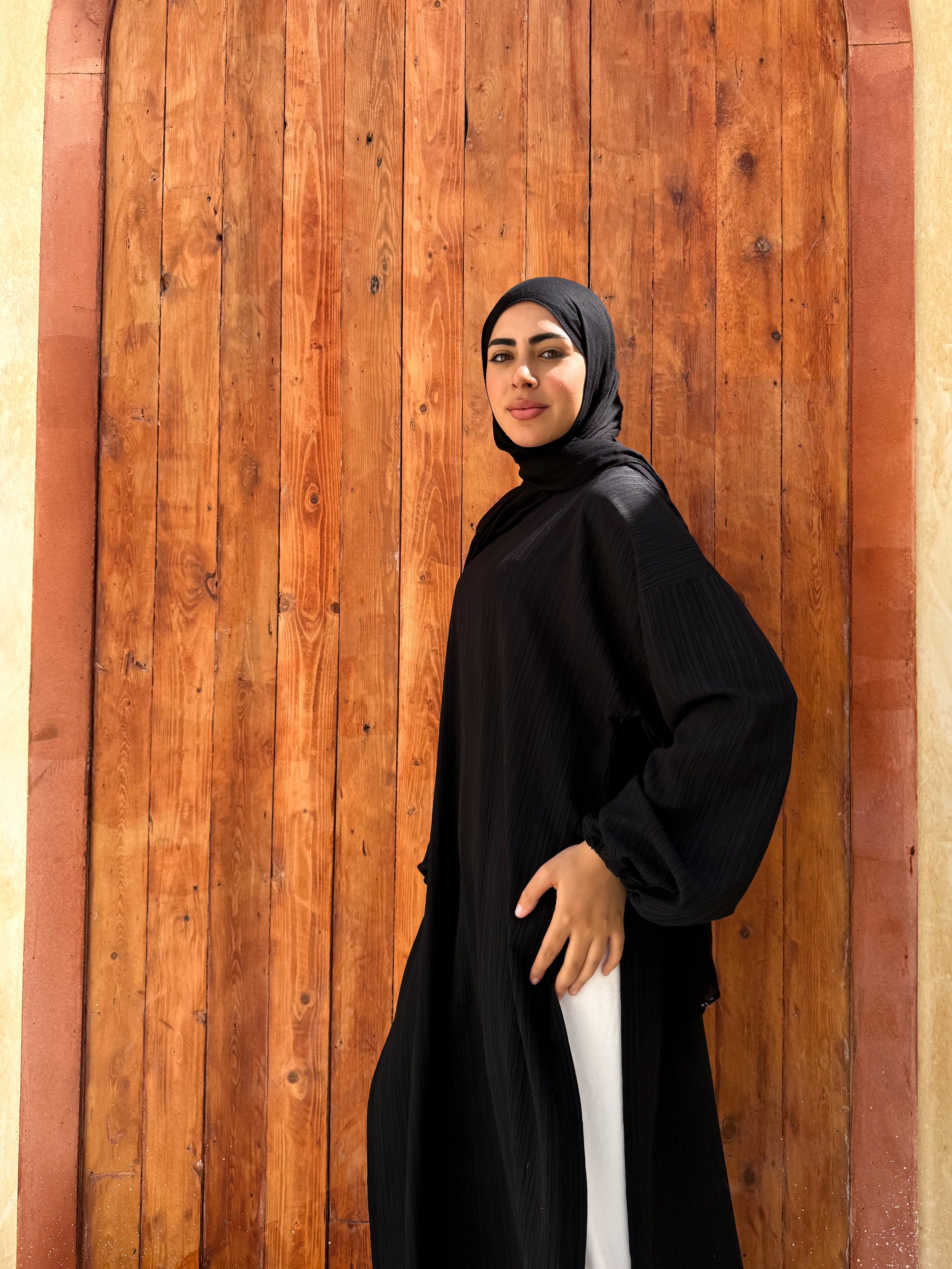 Ribbed Long Line Tunic C500 Black