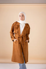Suede manteau in camel