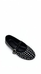 Black Studded Ballerinas