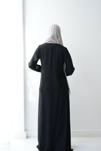 Zeina Simple Crepe Abaya with sides Chiffon Ruffles Code 404