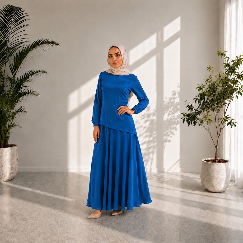 Silk Asymmetric Set C603 Blue