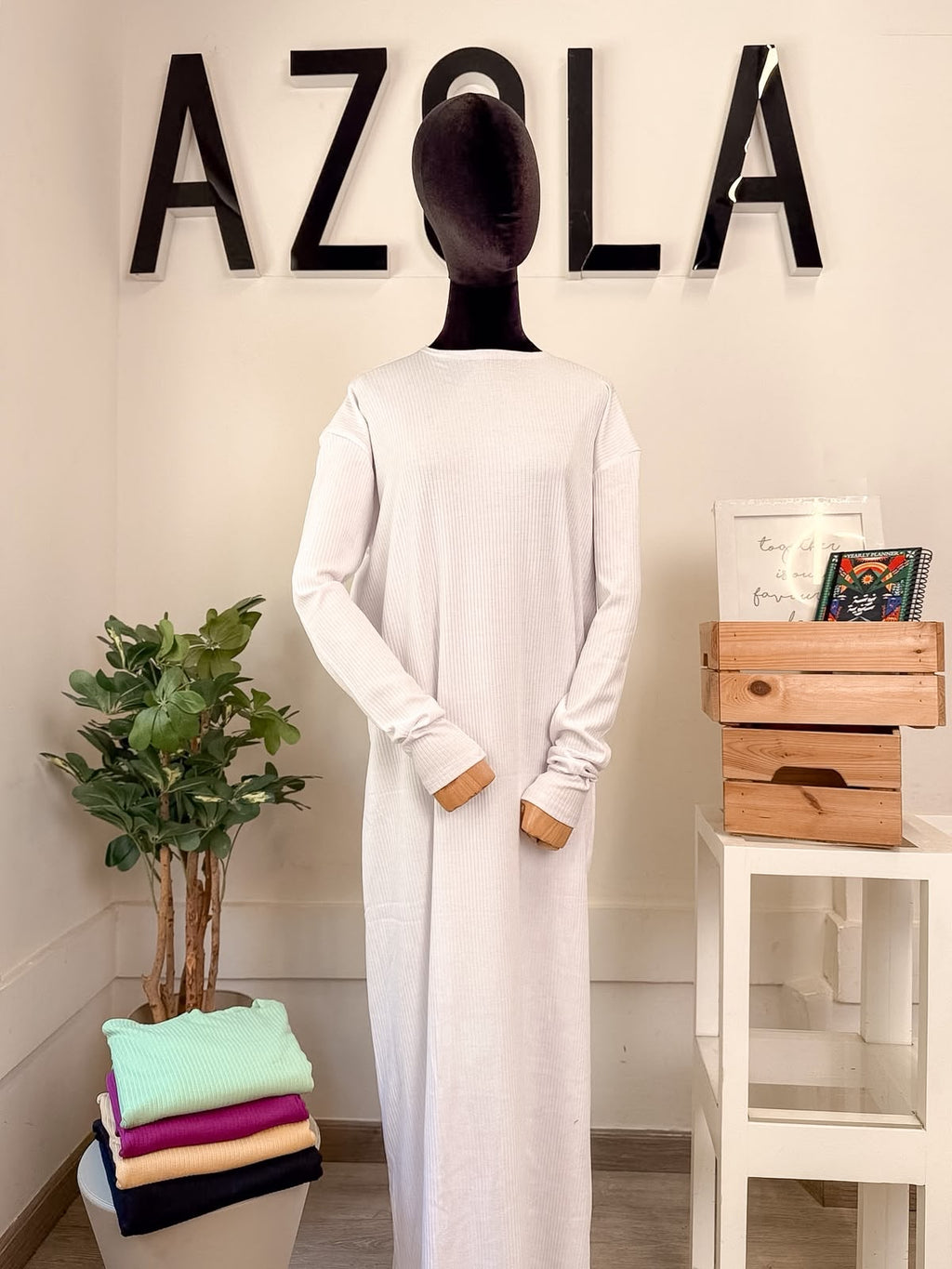 Ribbed Lycra Sleeves Dress
