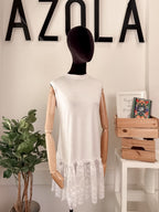 Lace*cotton sleeveless top