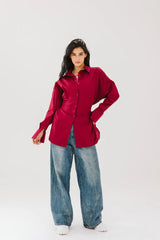 Ribbon chemise in maroon. (Available Only at leilet el eid bazar)