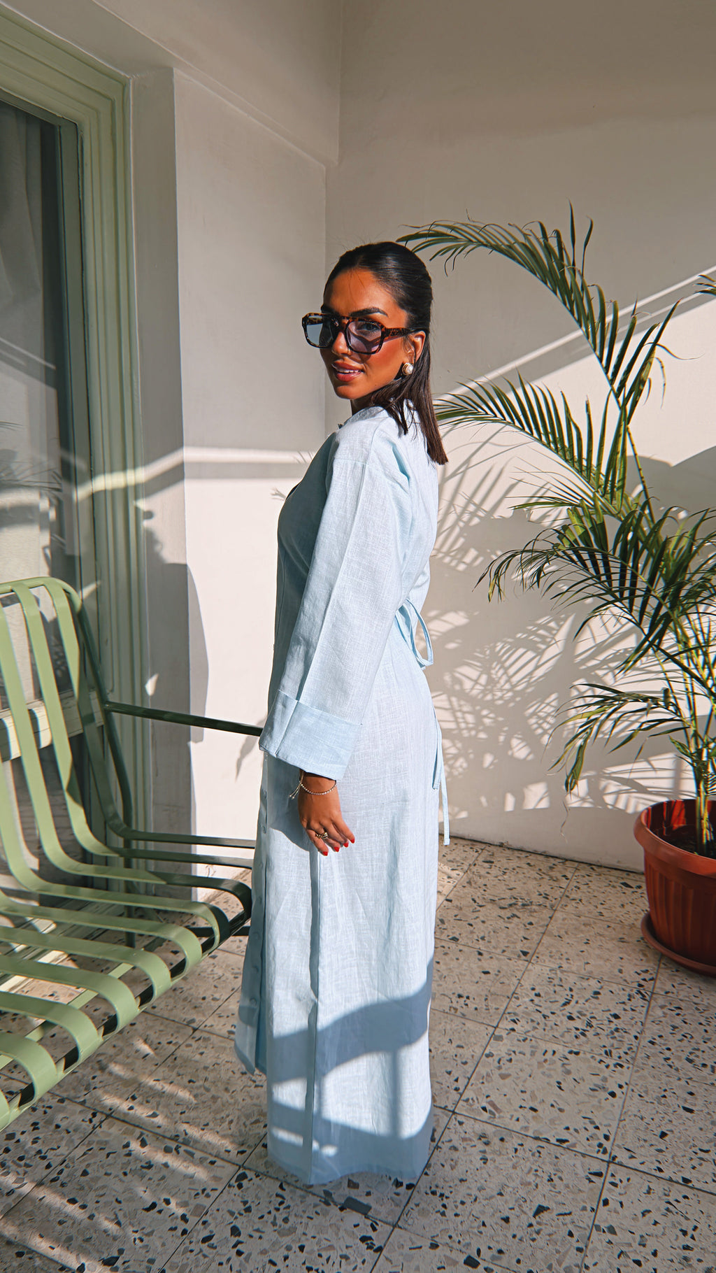 Sunday Linen Dress - Baby Blue