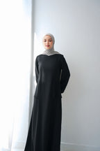 Zeina Simple Crepe Abaya with sides Chiffon Ruffles Code 404