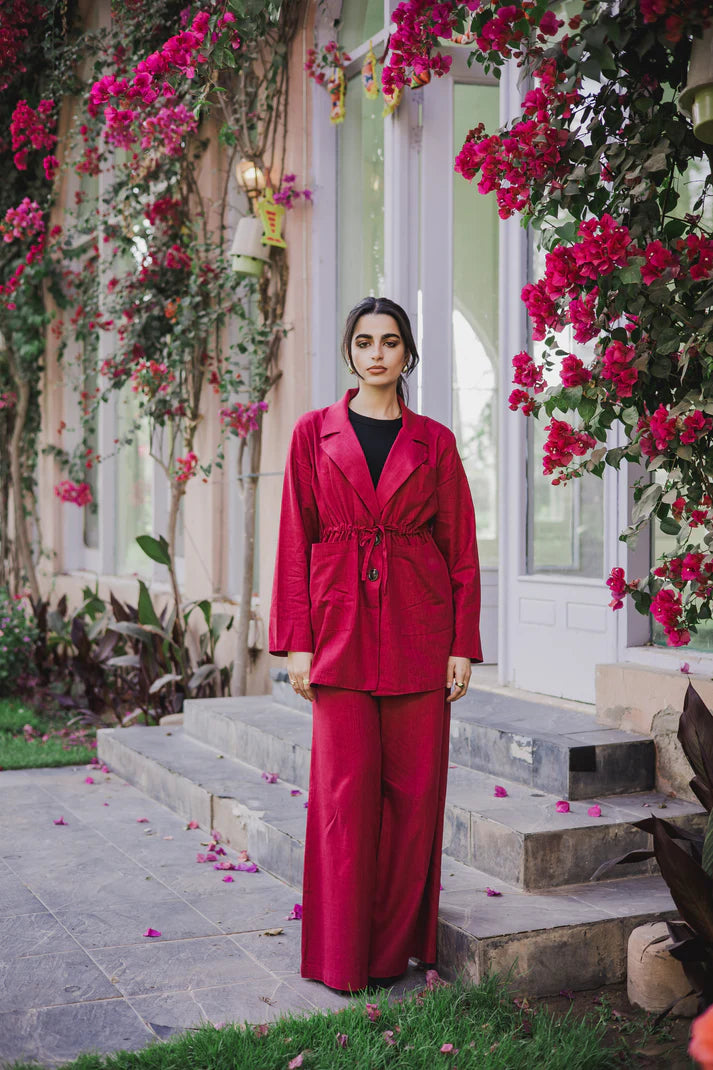 Linea blazer set in maroon