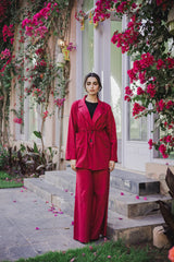 Linea blazer set in maroon