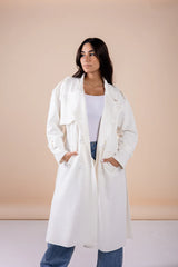 Suede manteau in white