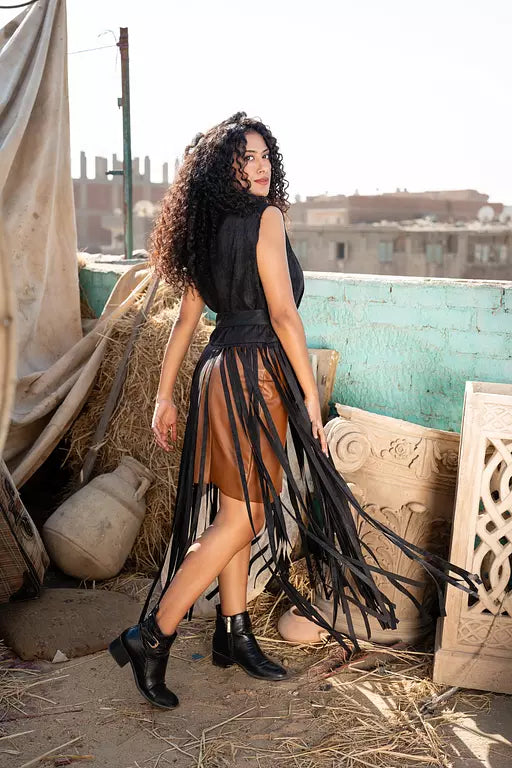 Bohemian Fringe vest in dark