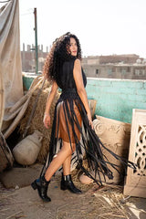 Bohemian Fringe vest in dark