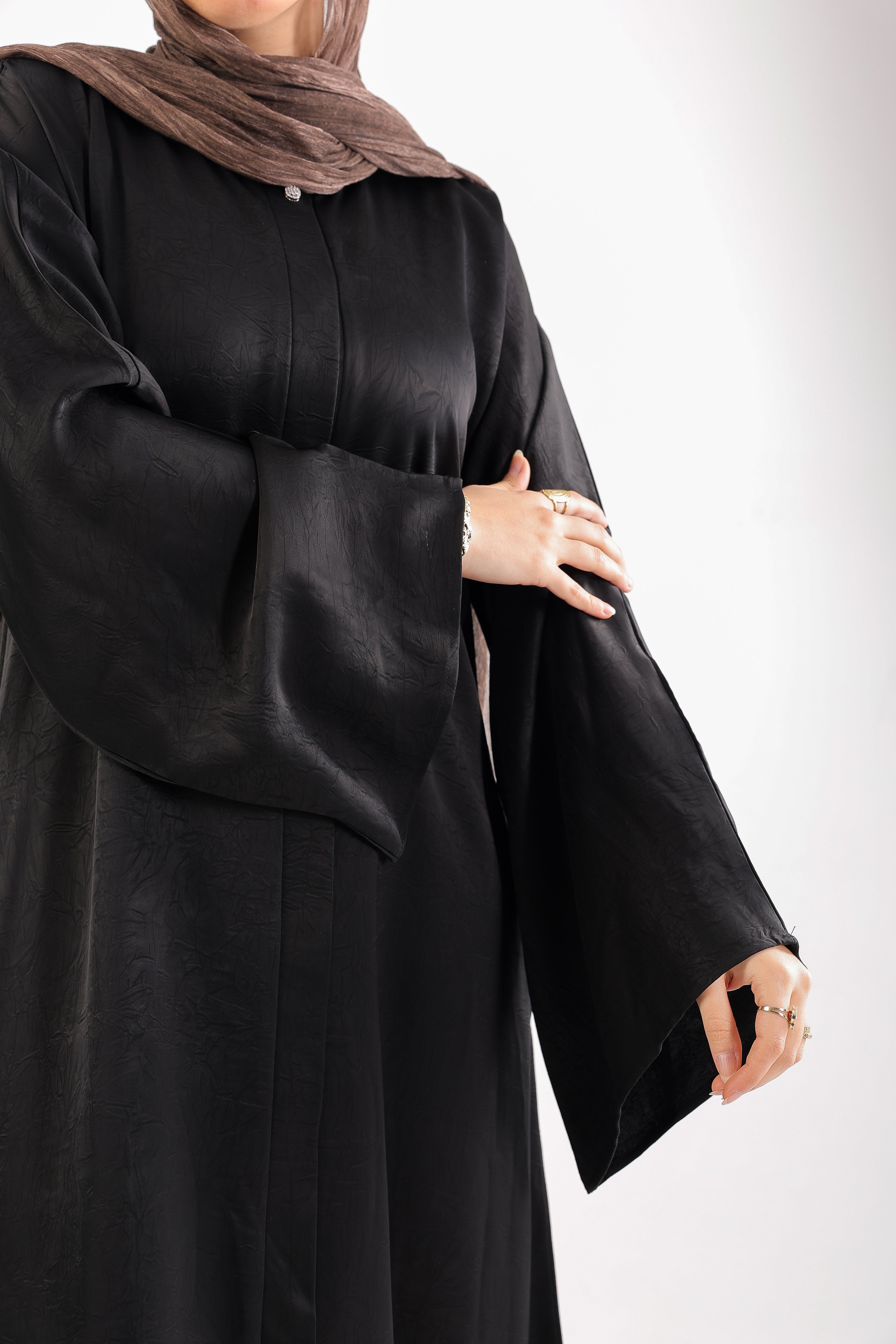 our Jacquard Silk Abaya with hidden buttons and Pockets 
Code 800B