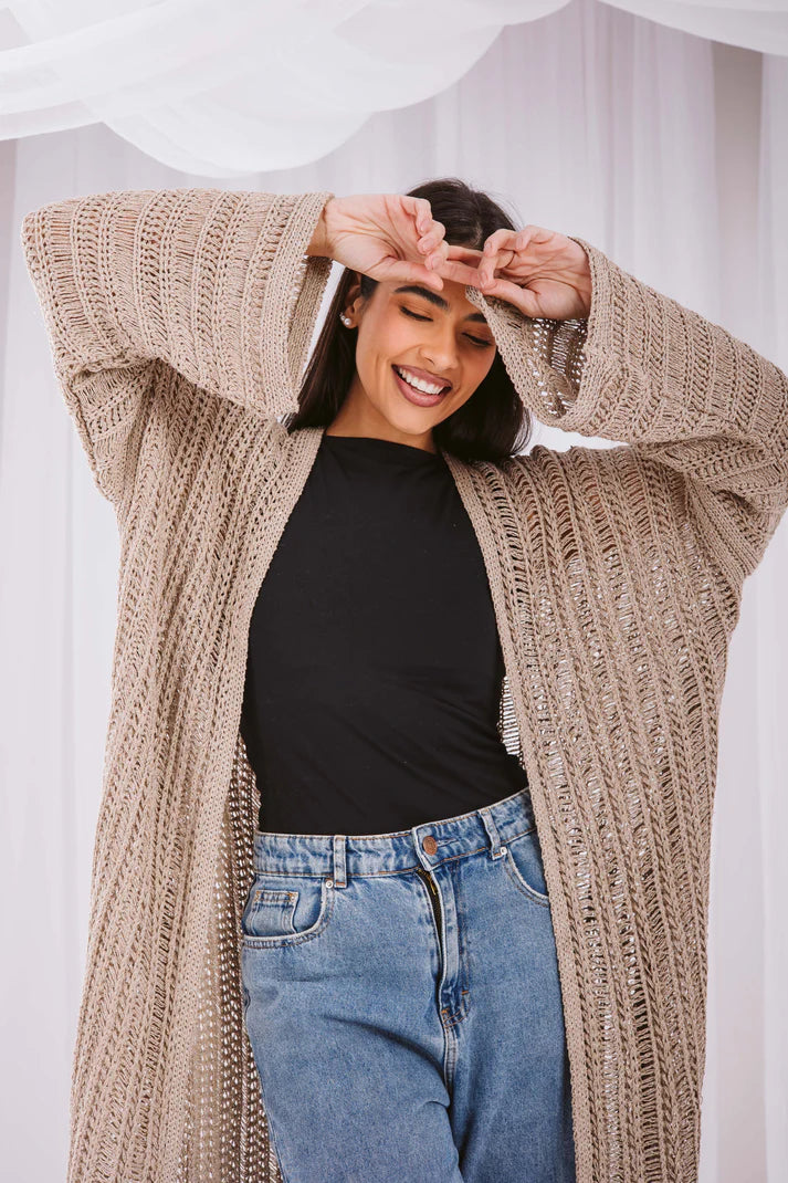 Knit cardigan in beige