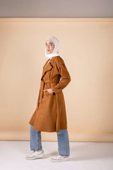 Suede manteau in camel