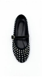 Black Studded Ballerinas