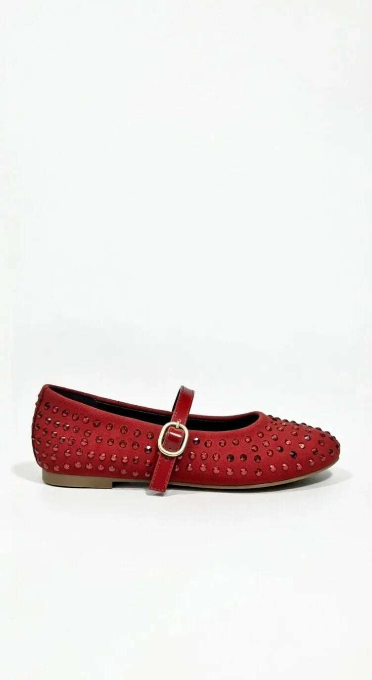 Red Studded Ballerinas