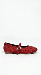 Red Studded Ballerinas
