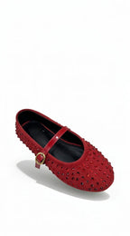 Red Studded Ballerinas