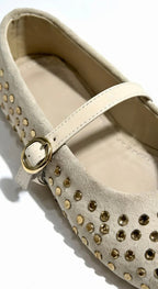 Beige Studded Ballerinas