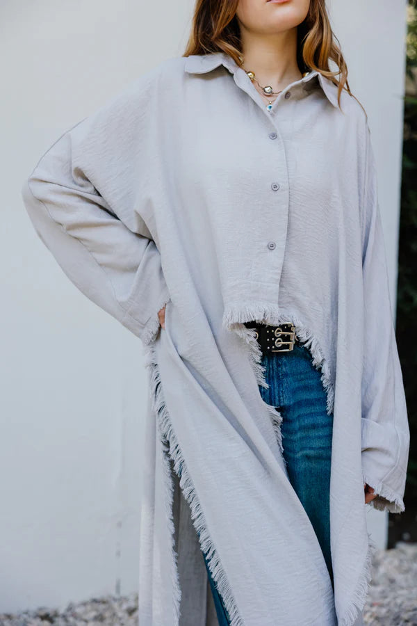 Fringed out cape in Grey