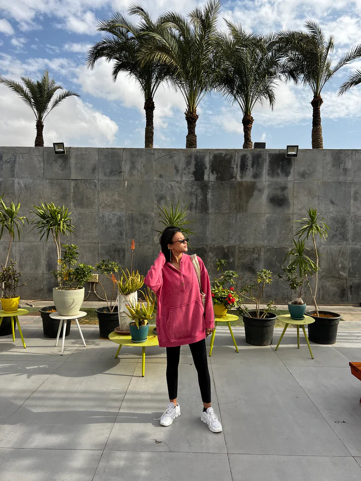 Washed hoodie in watermelon