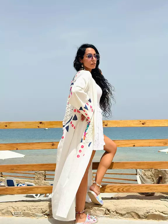 Hand painted crochet cardigan